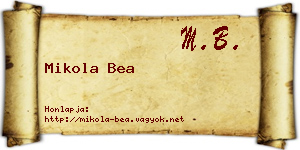 Mikola Bea névjegykártya